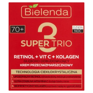 Bielenda Super Trio, Krem przeciwzmarszczkowy głęboko odbudowujący na dzień/noc 70+, 50 ml