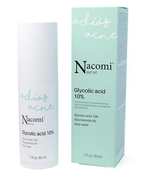 Nacomi Next level, Peelingujące serum na noc Kwas glikolowy 10%, 30 ml