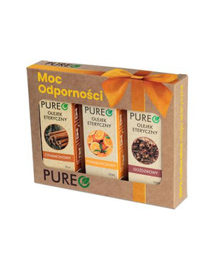 Pureo Moc Odporności Naturalne Olejki Eteryczne Zestaw Olejek cynamonowy, 10 ml + Olejek pomarańczowy, 10 ml + Olejek goździkowy, 10 ml