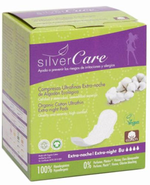 Masmi Silver Care, Podpaski ekstradługie & ultracienkie o zwiększonej chłonności 100% bawełny organicznej, 8 sztuk