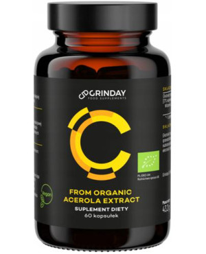 Grinday from organic acerola extract z Witaminą C, 60 kaps., cena, opinie, składniki