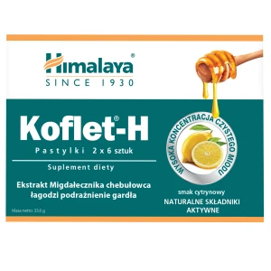 Himalaya Koflet-H Lemon, smak cytrynowy, pastylki do ssania, 2 x 6 szt