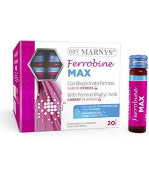 Marnys Ferrobine MAX z diglicynianem żelaza o smaku wiśniowym, 20 fiolek cena, opinie, dawkowanie