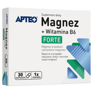 APTEO Magnez + Witamina B6 FORTE, 30 kapsułek