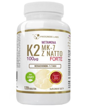 Progress Labs Witamina K2 MK-7 100 mcg z Natto Forte - 120 tabl. - cena, opinie, wskazania