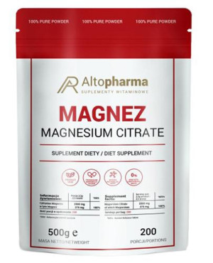 Altopharma Magnez Magnesium citrate - 500 g - cena, opinie, składniki
