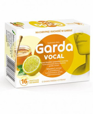 Garda Vocal o smaku miodu i cytryny, pastylki do ssania, 16 sztuk