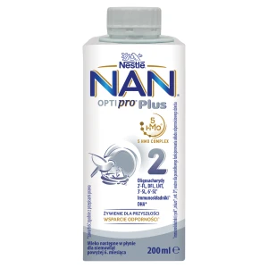 Nestle Nan Optipro Plus 2 HMO Mleko następne w płynie dla niemowląt powyżej 6. miesiąca 200 ml