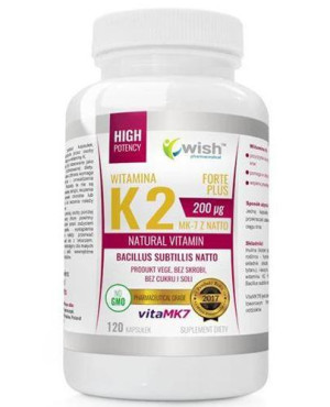 Wish Witamina K2 Forte Plus 200 ug - 120 kaps. - cena, opinie, stosowanie