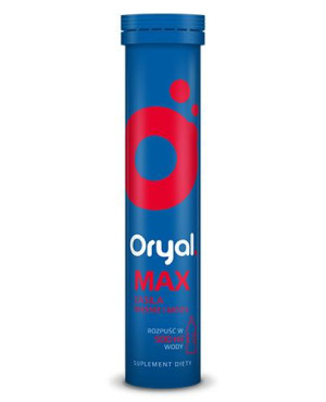 Oryal Max, tabletki musujące, smak malinowy, 15 sztuk