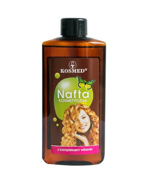 KOSMED Nafta kosmetyczna z kompleksem witamin - 150 ml. Sposób na włosy słabe i bez połysku.