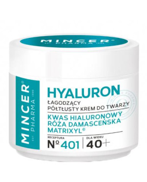 Mincer Pharma Hyaluron N°401 Łagodzący półtłusty krem do twarzy 40+, 50 ml