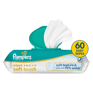 Pampers Aqua Soft Touch, chusteczki nawilżane dla dzieci, 60 sztuk