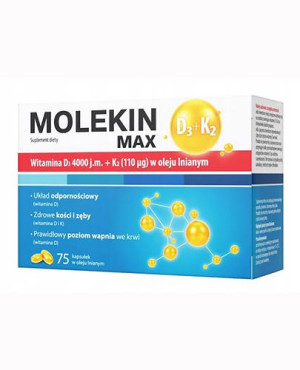 Molekin D3 + K2 MAX w oleju lnianym, kapsułki, 75 sztuk