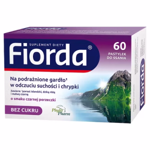 Fiorda, pastylki do ssania o smaku czarnej porzeczki, 60 sztuk