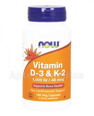NOW FOODS Vitamin D3 & K2 - 120 kaps.