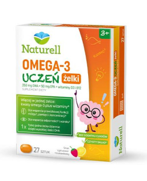 Naturell Omega 3 Uczeń żelki, 27 sztuk