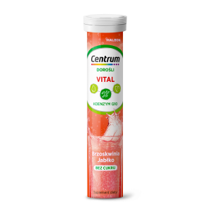 Centrum Vital Dorośli, smak brzoskwiniowo jabłkowy, bez cukru, tabletki musujące, 20 sztuk