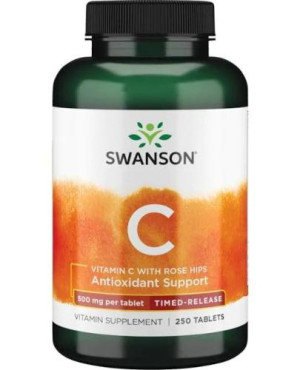 Swanson Witamina C 500 mg z dziką różą o przedłużonym działaniu - 250 tabletek