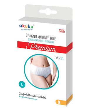 Akuku Premium Jednorazowe majtki poporodowe rozmiar L, 5 sztuk