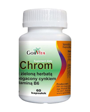 Chrom z zieloną herbatą wzbogacony cynkiem i witaminą B6, 60 kapsułekości