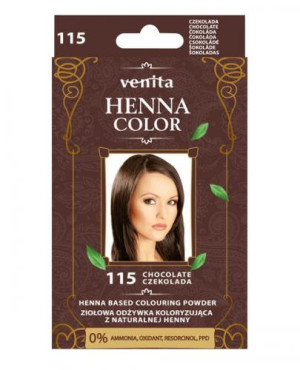 Venita Henna Color, ziołowa odżywka koloryzująca z naturalnej henny, 115 Czekolada, 25 g
