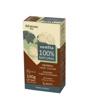 Venita Herbal Hair Color, ziołowa farba do włosów, 4.0 Brąz, 100 g