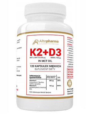 Altopharma Witamina K2+D3 - 120 kaps. - cena, opinie, wskazania