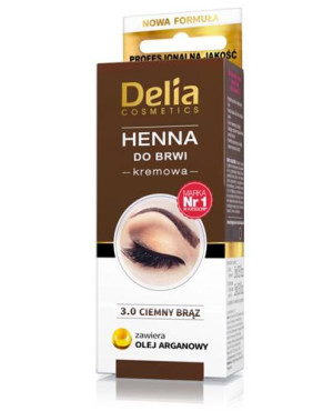 Delia Kremowa henna do brwi ciemny brąz 3.0, 15 ml