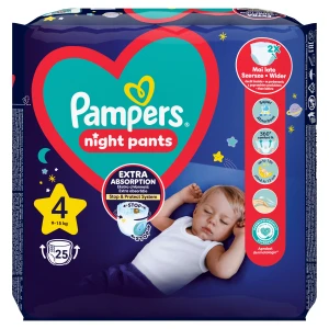 Pampers Night Pants 4, Pieluchomajtki, 9-15 kg, 25 sztuk