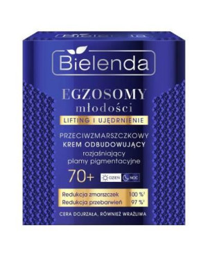 Bielenda Egzosomy Młodości, Przeciwzmarszczkowy krem odbudowujący, rozjaśniający plamy pigmentacyjne 70+, 50 ml