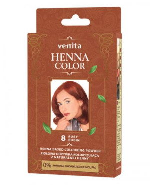 Venita Henna Color, ziołowa odżywka koloryzująca z naturalnej henny, 8 Rubin, 25 g