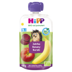 HiPP BIO od pokoleń, Jabłka-Banany-Buraki, po 5. m-cu, 100 g, cena, opinie, wskazania