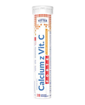 Vitter Blue Calcium Forte z witaminą C, tabletki musujące, 20 sztuk