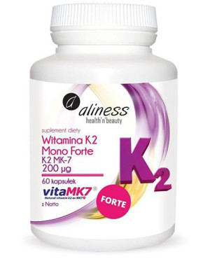 ALINESS Witamina K2 Mono Forte MK-7 200 µg z Natto, 60 kapsułek