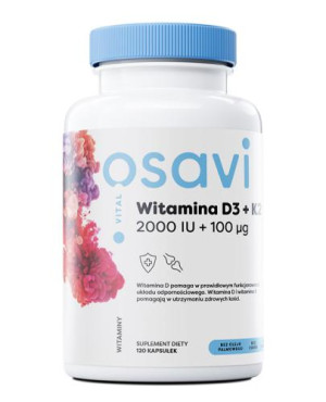 Witamina D3 + K2 2000 IU, 120 kaps., cena, wskazania, właściwości