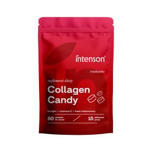 Intenson Collagen Candy o smaku truskawkowym, pastylki do ssania, 60 sztuk
