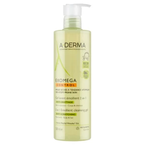 A-derma Exomega Control Żel Emolient 2w1 do mycia, dla skóry suchej i z atopowym zapaleniem skóry, 500 ml