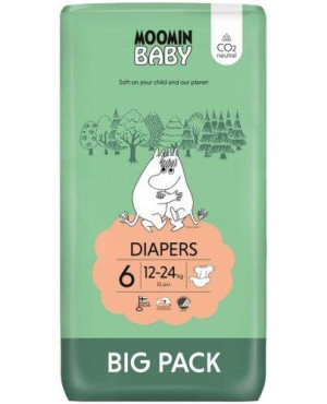 MOOMIN BABY pieluszki ekologiczne 6 (12-24kg), 51 sztuk