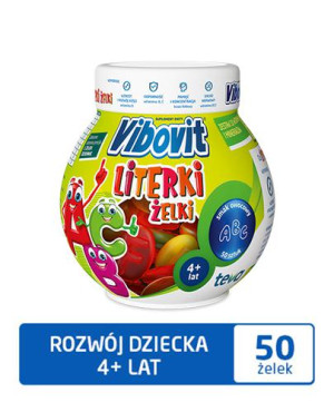 Vibovit Literki, żelki z witaminami, smak owocowy, 50 sztuk