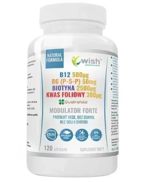 Wish Modulator Forte B12 + B6 (P-5-P) + Biotyna + Kwas Foliowy 120 kapsułek