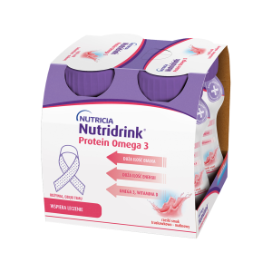 Nutridrink Protein Omega 3, rześki smak truskawkowo-malinowy, 4 x 125 ml