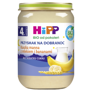 HiPP BIO od pokoleń, Kaszka manna z mlekiem i bananami, po 4. m-cu, 190 g