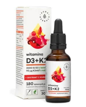Aura Herbals Witamina D3-K2 + ekstrakt z kurkumy krople 30 ml