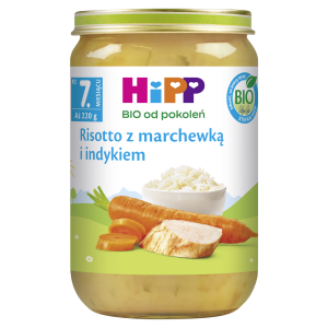 HiPP BIO od pokoleń, Risotto z marchewką i indykiem, po 7. m-cu, 220 g