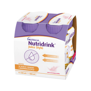 Nutridrink Juice Style o smaku orzeźwiającej maliny, płyn, 4 x 200 ml