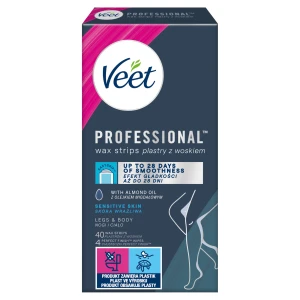 Veet Plastry do depilacji z woskiem dla skóry wrażliwej, 40 sztuk
