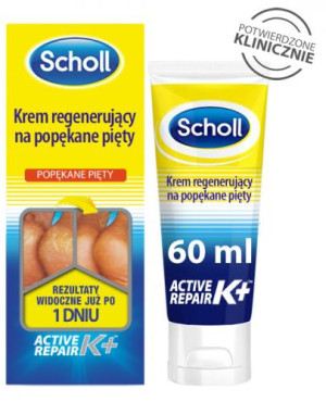 Scholl Active Repair K+ Krem regenerujący na popękane pięty, 60 ml