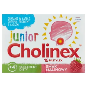 Cholinex Junior, pastylki do ssania, smak malinowy, 16 sztuk