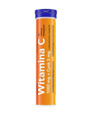 Witamina C 1000 mg + Cynk 5 mg Smak pomarańczy i mandarynki, tabletki musujące, 20 sztuk
